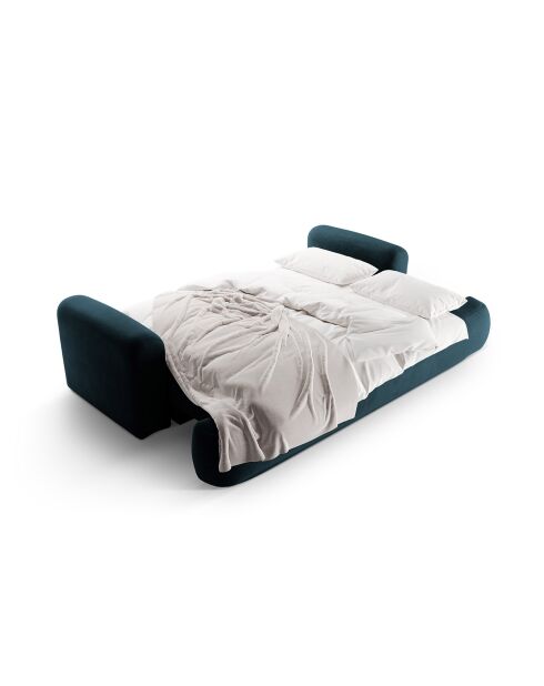 Canapé Velours Convertible Avec Coffre Adriana 3 Places pétrole profond - 253x108x94 cm
