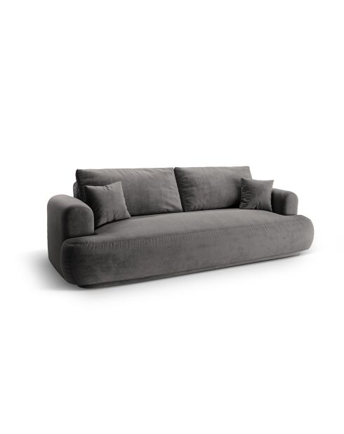 Canapé Velours Convertible Avec Coffre Adriana 3 Places gris - 253x108x94 cm