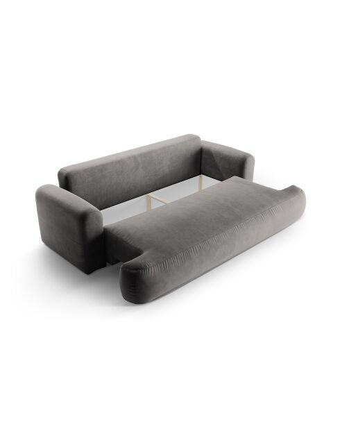 Canapé Velours Convertible Avec Coffre Adriana 3 Places gris - 253x108x94 cm