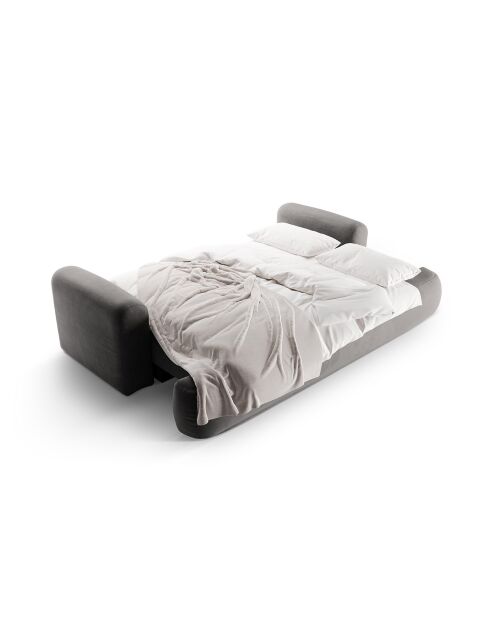 Canapé Velours Convertible Avec Coffre Adriana 3 Places gris - 253x108x94 cm