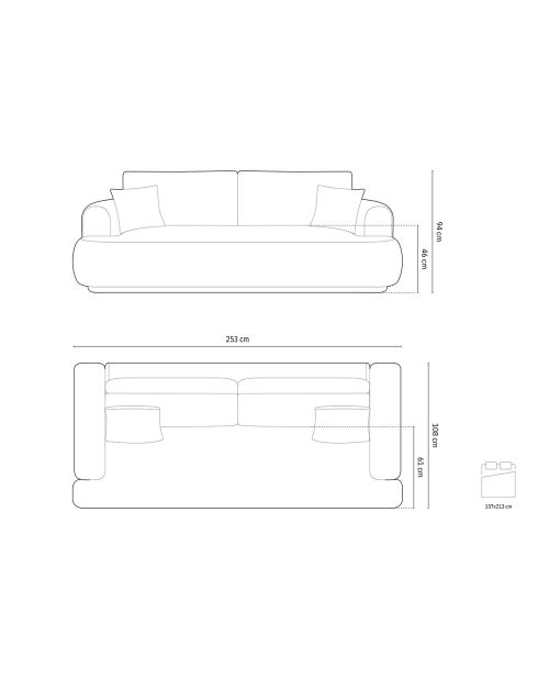 Canapé Convertible Avec Coffre Adriana 3 Places le sable - 253x108x94 cm