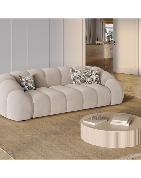 Canapé Velours Lyna 4 Places beige - 245x114x72 cm