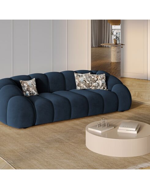 Canapé Velours Lyna 4 Places bleu roi - 245x114x72 cm