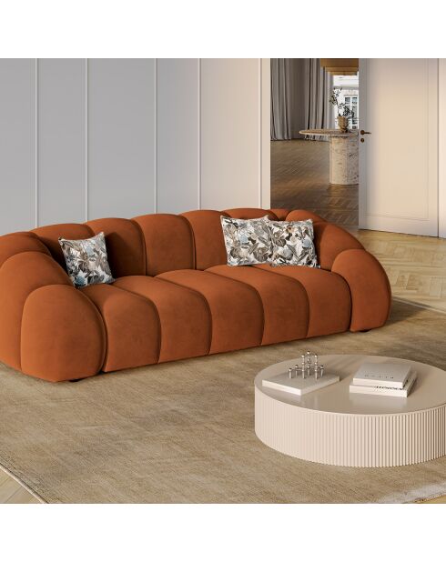 Canapé Velours Lyna 4 Places terracotta - 245x114x72 cm