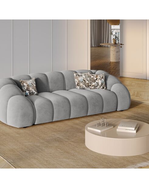 Canapé Velours Lyna 4 Places gris - 245x114x72 cm