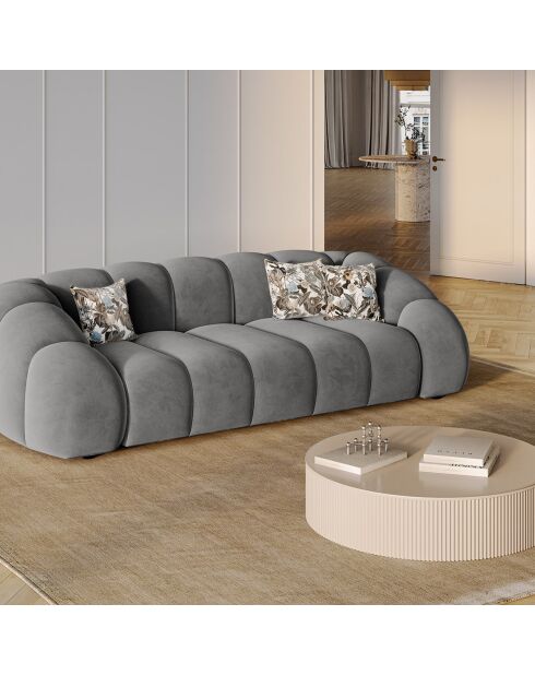 Canapé Velours Lyna 4 Places gris foncé - 245x114x72 cm