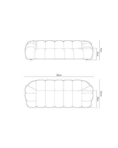 Canapé Velours Lyna 4 Places gris foncé - 245x114x72 cm