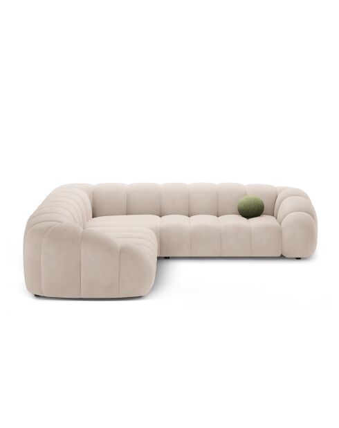 Canapé d'angle en velours Lyna 5 Places beige - 282x282x72 cm