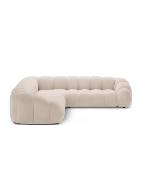 Canapé d'angle en velours Lyna 5 Places beige - 282x282x72 cm