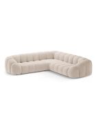Canapé d'angle en velours Lyna 5 Places beige - 282x282x72 cm