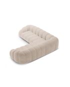 Canapé d'angle en velours Lyna 5 Places beige - 282x282x72 cm