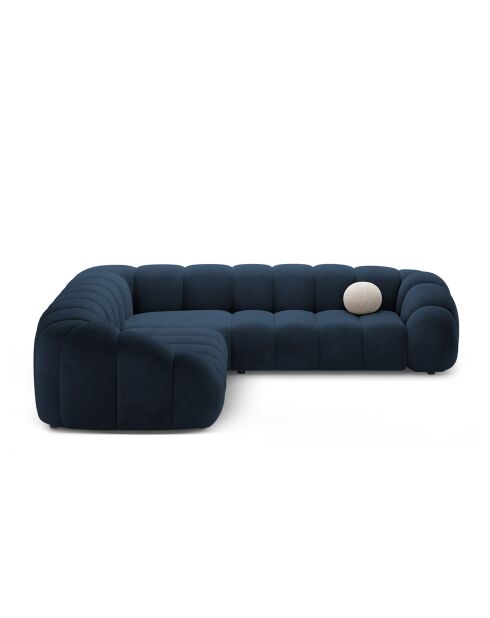 Canapé d'angle en velours Lyna 5 Places bleu roi - 282x282x72 cm