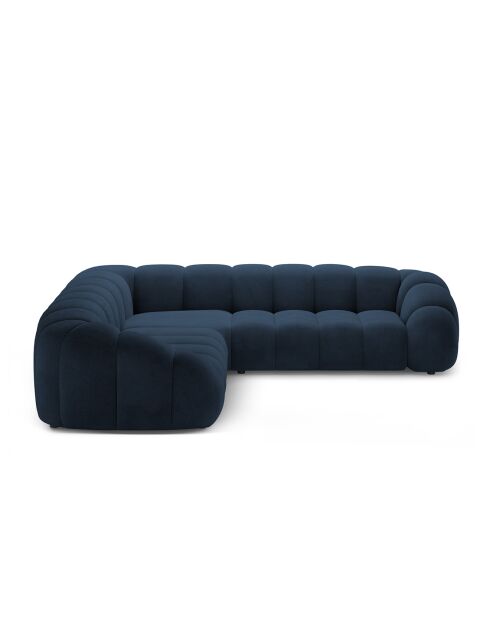 Canapé d'angle en velours Lyna 5 Places bleu roi - 282x282x72 cm