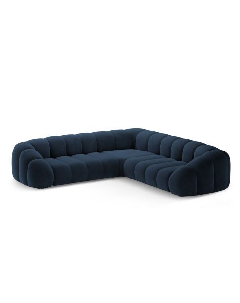 Canapé d'angle en velours Lyna 5 Places bleu roi - 282x282x72 cm