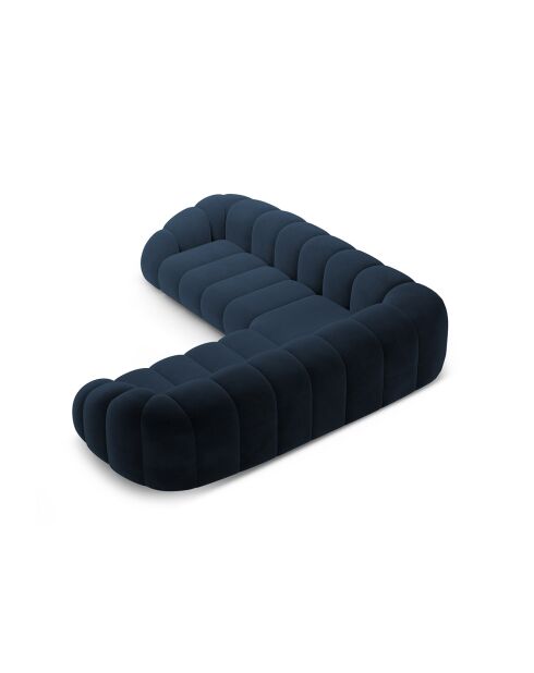 Canapé d'angle en velours Lyna 5 Places bleu roi - 282x282x72 cm