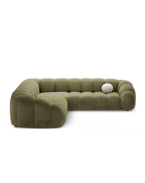 Canapé d'angle en velours Lyna 5 Places vert - 282x282x72 cm