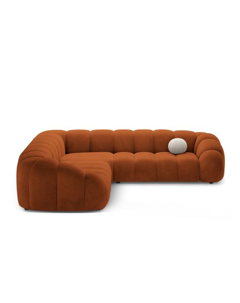 Canapé d'angle en velours Lyna 5 Places terracotta - 282x282x72 cm