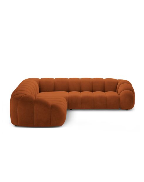 Canapé d'angle en velours Lyna 5 Places terracotta - 282x282x72 cm