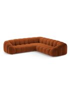 Canapé d'angle en velours Lyna 5 Places terracotta - 282x282x72 cm