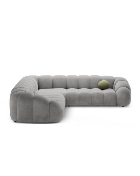 Canapé d'angle en velours Lyna 5 Places gris - 282x282x72 cm