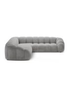 Canapé d'angle en velours Lyna 5 Places gris - 282x282x72 cm