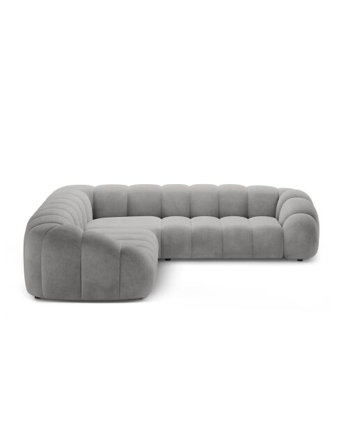 Canapé d'angle en velours Lyna 5 Places gris - 282x282x72 cm