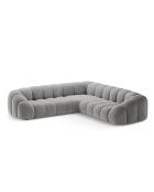 Canapé d'angle en velours Lyna 5 Places gris - 282x282x72 cm