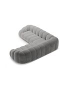 Canapé d'angle en velours Lyna 5 Places gris - 282x282x72 cm