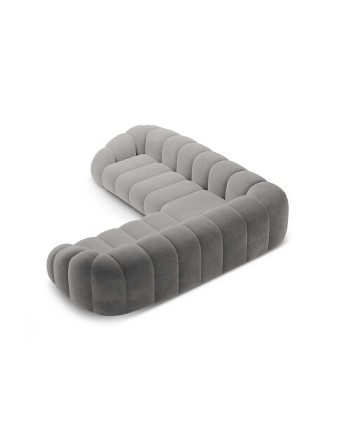 Canapé d'angle en velours Lyna 5 Places gris - 282x282x72 cm