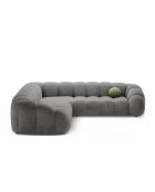 Canapé d'angle en velours Lyna 5 Places gris foncé - 282x282x72 cm