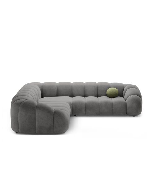 Canapé d'angle en velours Lyna 5 Places gris foncé - 282x282x72 cm
