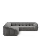 Canapé d'angle en velours Lyna 5 Places gris foncé - 282x282x72 cm