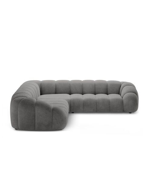 Canapé d'angle en velours Lyna 5 Places gris foncé - 282x282x72 cm