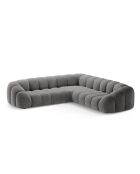 Canapé d'angle en velours Lyna 5 Places gris foncé - 282x282x72 cm