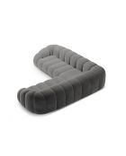 Canapé d'angle en velours Lyna 5 Places gris foncé - 282x282x72 cm