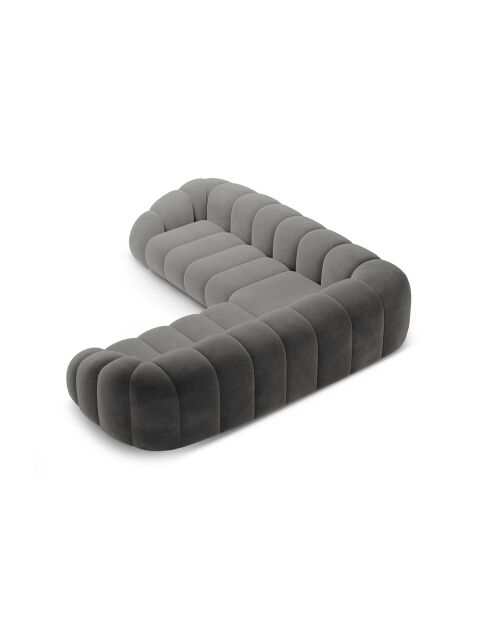 Canapé d'angle en velours Lyna 5 Places gris foncé - 282x282x72 cm