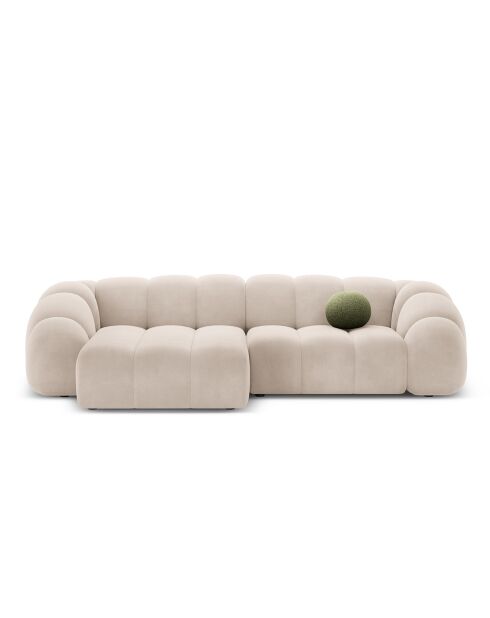 Canapé D'Angle Gauche Velours Lyna 4 Places beige - 280x182x72 cm