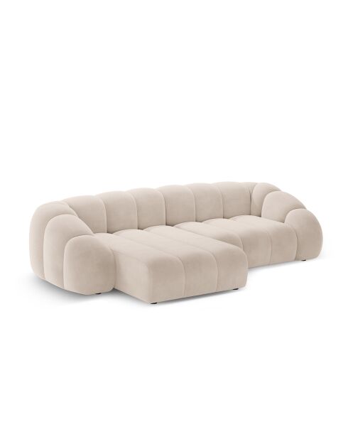 Canapé D'Angle Gauche Velours Lyna 4 Places beige - 280x182x72 cm
