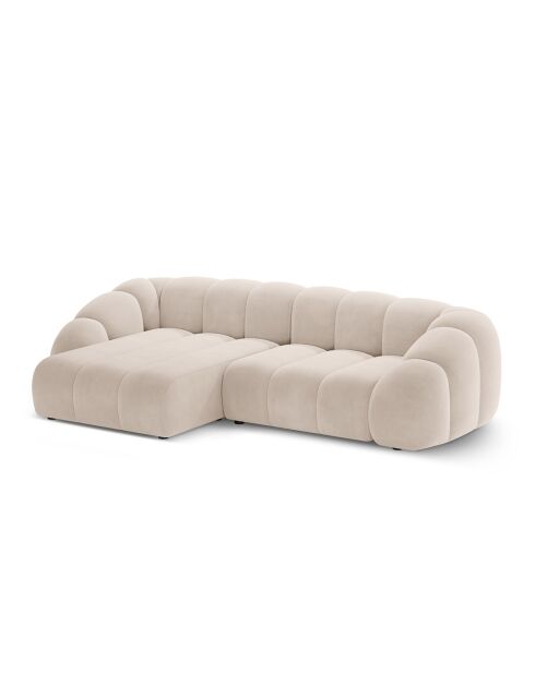 Canapé D'Angle Gauche Velours Lyna 4 Places beige - 280x182x72 cm