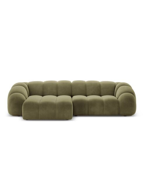 Canapé D'Angle Gauche Velours Lyna 4 Places vert - 280x182x72 cm