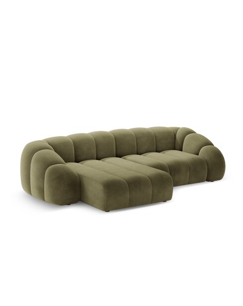 Canapé D'Angle Gauche Velours Lyna 4 Places vert - 280x182x72 cm