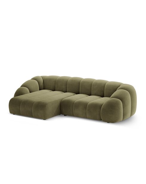 Canapé D'Angle Gauche Velours Lyna 4 Places vert - 280x182x72 cm