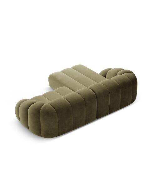 Canapé D'Angle Gauche Velours Lyna 4 Places vert - 280x182x72 cm