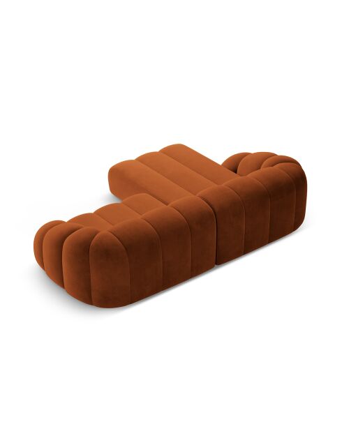 Sofá de esquina izquierda Lyna Velvet, 4 plazas, terracota, 280 x 182 x 72 cm