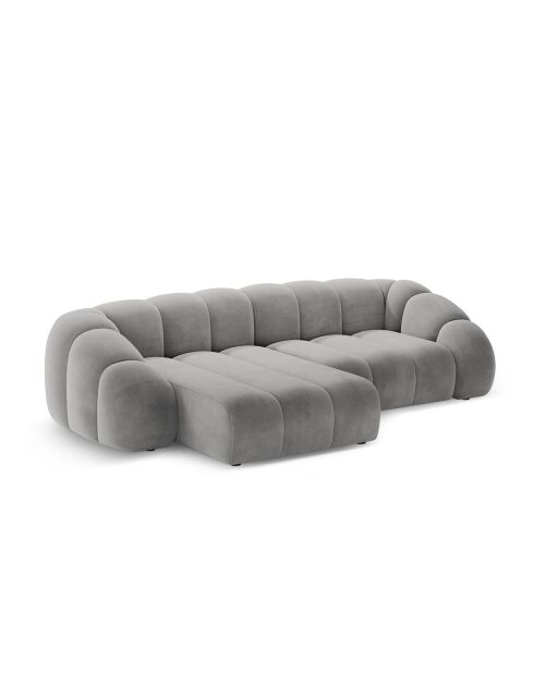 Canapé D'Angle Gauche Velours Lyna 4 Places gris - 280x182x72 cm