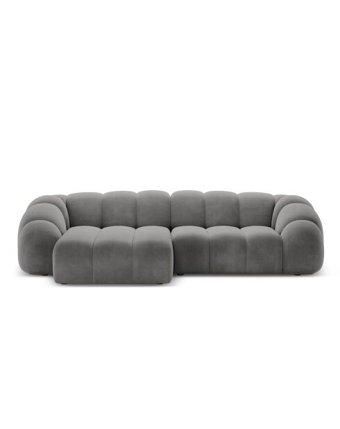 Canapé D'Angle Gauche Velours Lyna 4 Places gris foncé - 280x182x72 cm