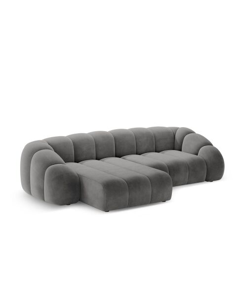 Canapé D'Angle Gauche Velours Lyna 4 Places gris foncé - 280x182x72 cm