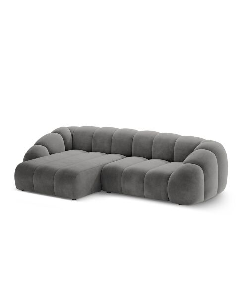 Canapé D'Angle Gauche Velours Lyna 4 Places gris foncé - 280x182x72 cm