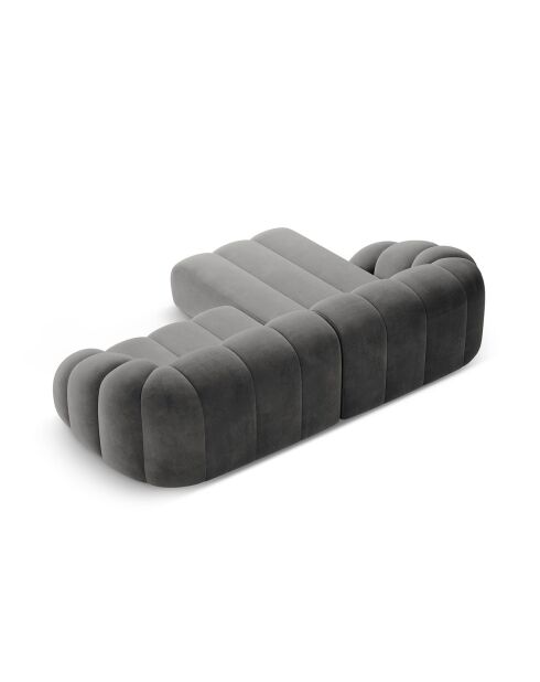 Canapé D'Angle Gauche Velours Lyna 4 Places gris foncé - 280x182x72 cm