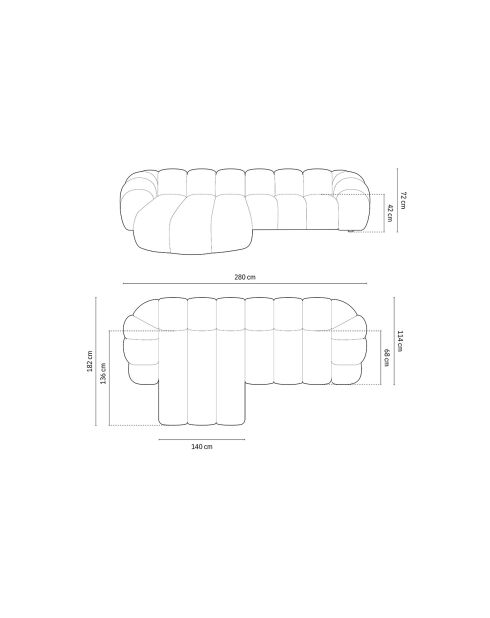 Sofá de esquina izquierda Lyna Velvet, 4 plazas, terracota, 280 x 182 x 72 cm